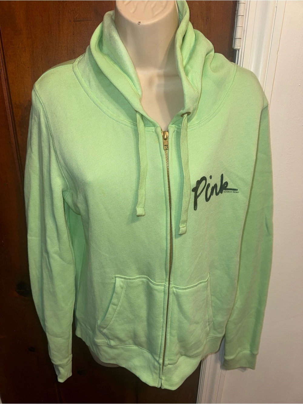 Victoria’s Secret PINK Mint Green Full-Zip Hoodie 86 Large
